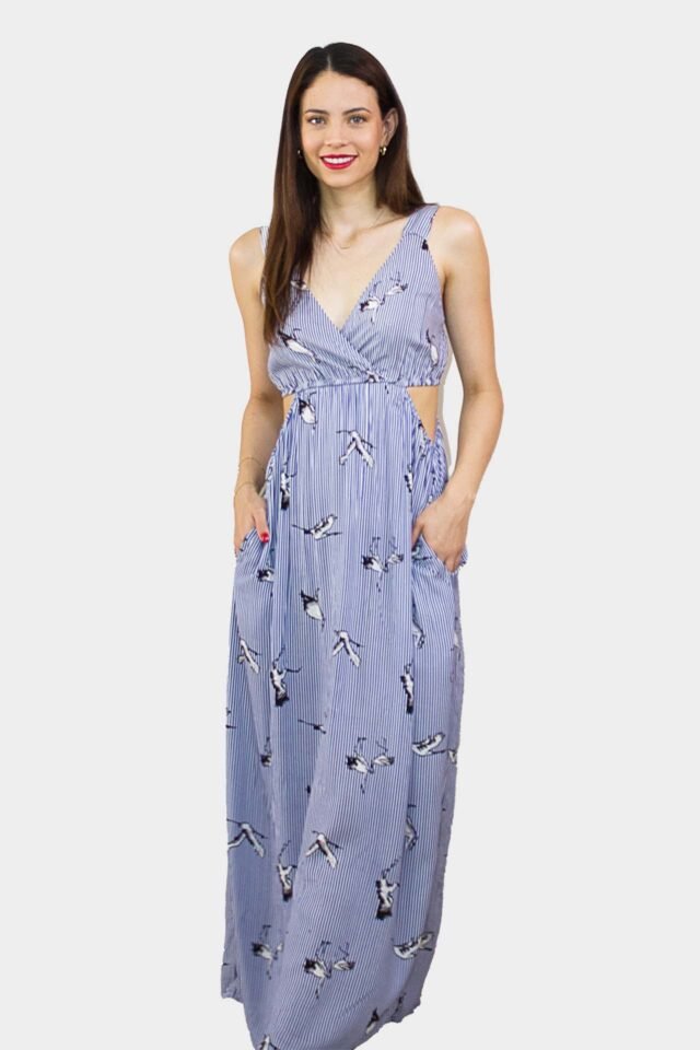Vestido pájaro cut out de tirantes anchos