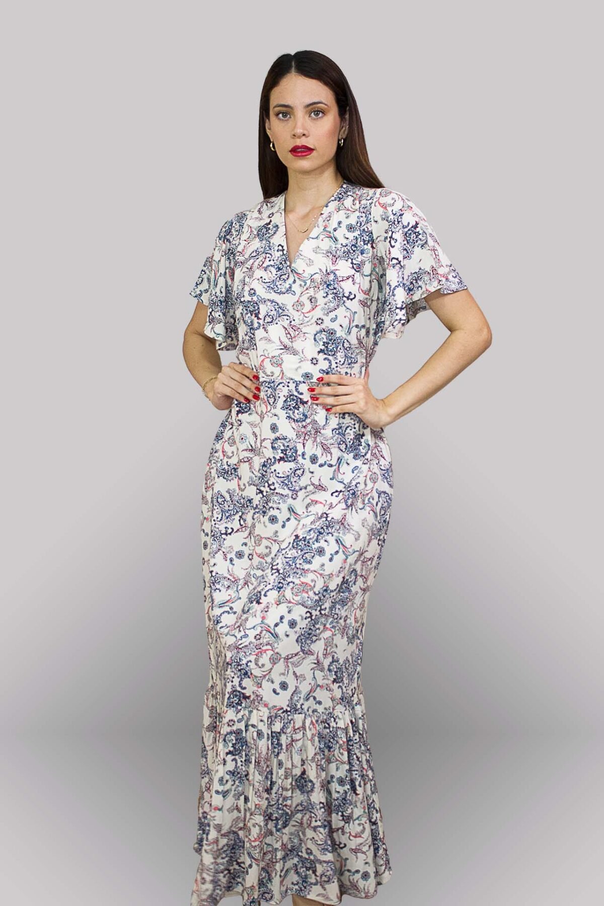 Vestido bohemian escote V con mangas - Imagen 2