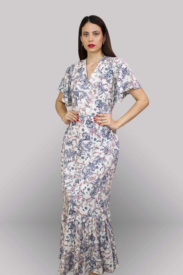 Vestido bohemian escote V con mangas - Imagen 2