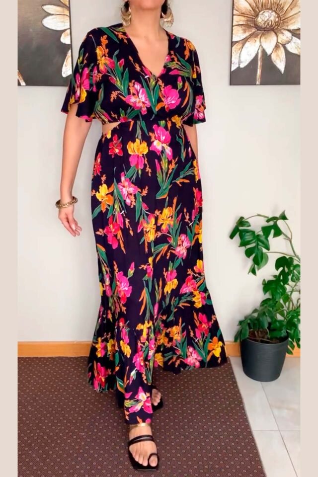Vestido cut out escote cruzado