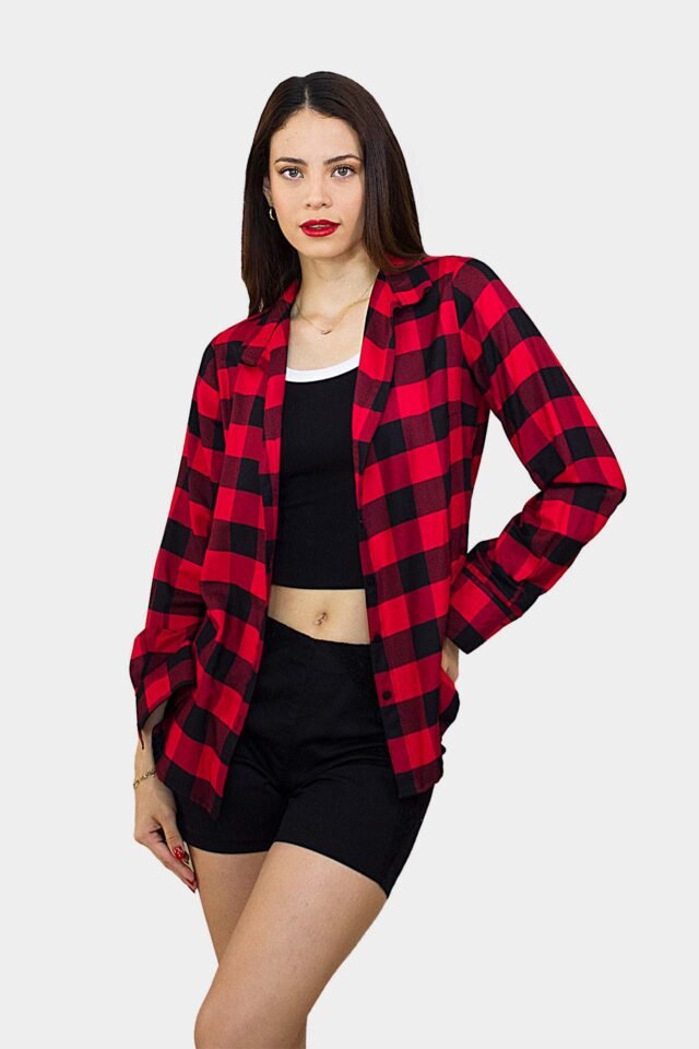 Camisa de cuadros manga larga